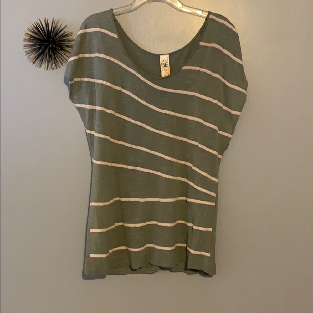 Mod Be green striped shirt, size L